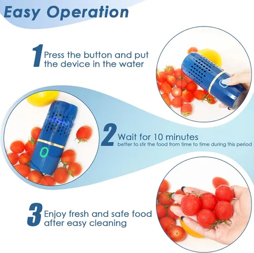 Vista 6 de Cudinham - Limpiador y Purificador de Frutas y Verduras, Máquina de Lavado con Forma de Cápsula, Tecnología de Desinfección de Iones OH para Limpiar
