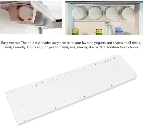 Vista 8 de Organizador de yogur para nevera, soporte de yogur para refrigerador, yogur, nevera, deslizador, estante deslizante para 4 yogures de 3.75 pulgadas