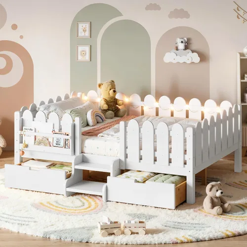 Vista 20 de Bellemave Cama Montessori completa con escaleras y cajones de Escaleras marrones
