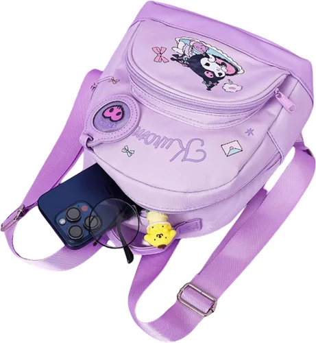 Vista 2 de Kuromi - Mochila de viaje con diseño de dibujos animados japoneses y correas ajustables
