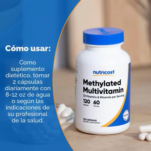 Vista 7 de Nutricost Multivitamínico metilado 120 cápsulas, 60 porciones - 23 vitaminas y minerales por porción