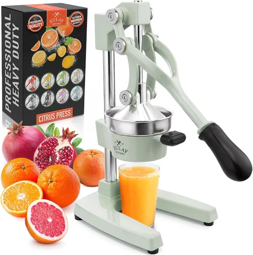 Vista 17 de Zulay Kitchen Exprimidor de hierro fundido, exprimidor de naranja resistente con coladores desmontables para una fácil limpieza, prensa de cítricos
