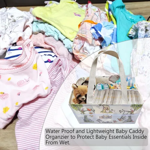 Vista 5 de Winnie - Organizador de pañales extra grande para bebé, cesta de almacenamiento de toallitas para cambiador, regalo para artículos esenciales