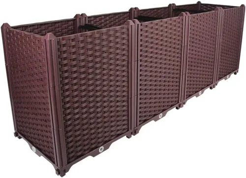 Vista 42 de BAOYOUNI - Juego de jardinera cuadrada para interiores o exteriores, maceta de plástico, caja de cultivo para verduras frescas, hierbas, flores