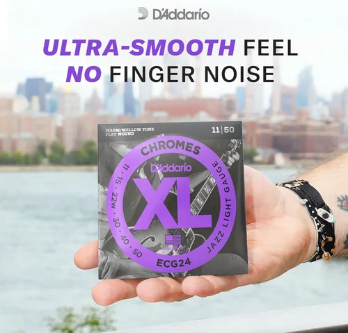 Vista 6 de D'Addario Cuerdas de Guitarra – Cuerdas de Guitarra Eléctrica XL Chromes – Entorchado Plano – Pulidas para una Sensación Ultra Suave y Tono Cálido