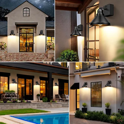 Vista 7 de Brightever Luces de pared para exteriores con sensor de movimiento, luces de porche del atardecer al amanecer, apliques de pared para exteriores