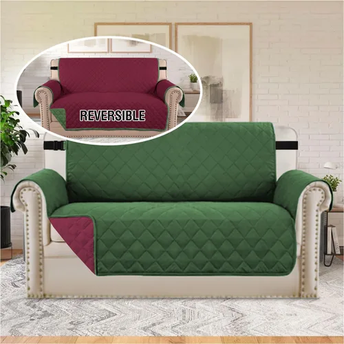 Vista 182 de H.VERSAILTEX Funda de sofá resistente al agua para sofá de 3 cojines, reversible, protector de muebles acolchado con correa elástica, funda de sofá