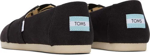 Vista 7 de TOMS Zapatos clásicos de lona para mujer, Lona negra de algodón reciclado, 7