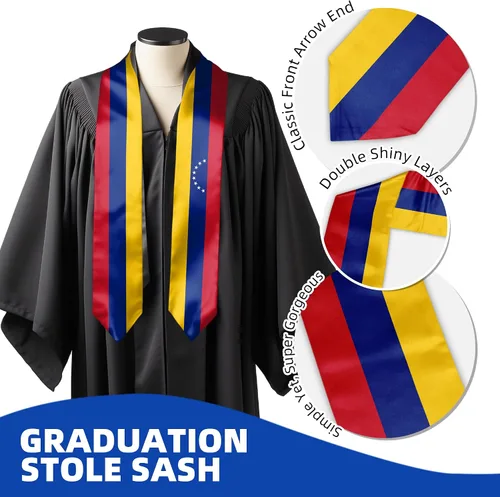 Vista 4 de Vcmaluco Bandera de estola de graduación unisex para adultos, estola de graduación, regalo de graduación, 72 pulgadas de largo