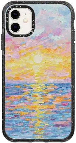 Vista 120 de Funda Impact de CASETiFY para iPhone 11 - Tiempo A Solas de Esther Kim - Negro Claro