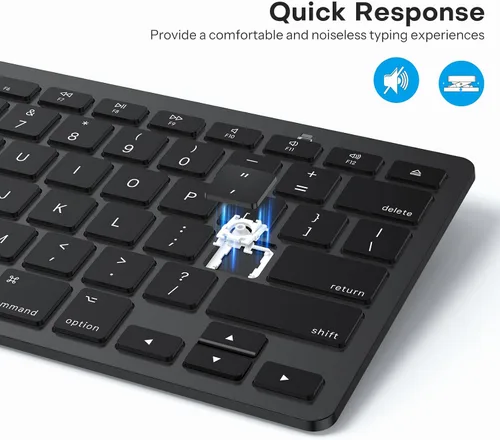 Vista 8 de OMOTON Teclado Bluetooth compatible con Mac, teclado inalámbrico compacto compatible con MacBook Pro/Air, iMac, Mac mini/Pro Laptop y PC, negro