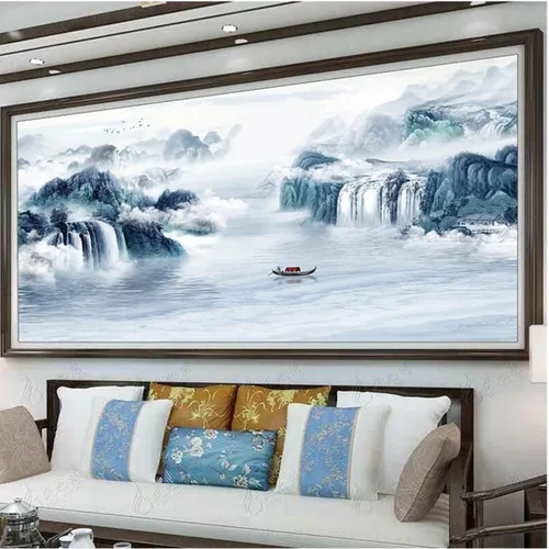 Vista 3 de Instarry Kits de pintura de diamantes 5D para adultos, taladro completo, estilo chino, pintura de paisaje, punto de cruz, decoración de pared
