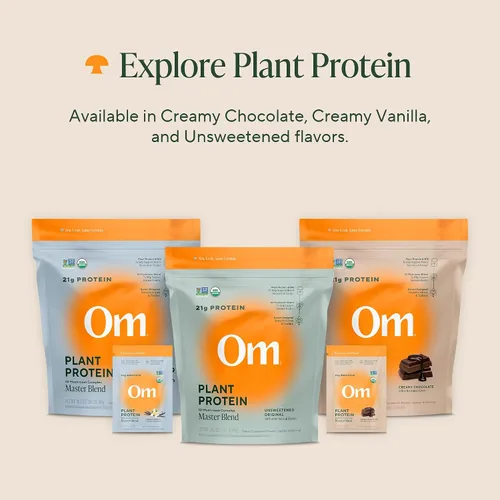 Vista 7 de OM MUSHROOM SUPERFOOD Master Blend Proteína vegana – Proteína vegetal sin sabor con 10 hongos, Ashwagandha, BCAA y B12 – Energía, recuperación