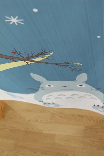 Vista 7 de Totoro Noren - Tapiz de cortina con diseño de cielo invernal y luna creciente