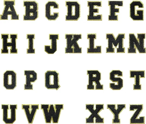 Vista 3 de 4 parches de letras de felpilla negra, parches de letras termo-adhesivas de 2.2", parches de letras de felpilla para ropa (S)