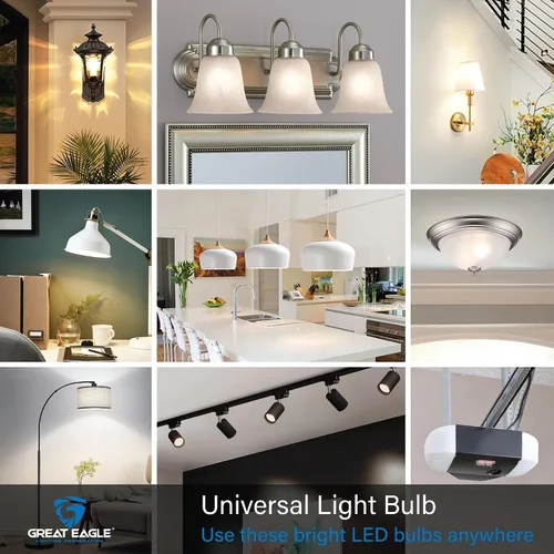 Vista 3 de Great Eagle Lighting - Bombillas LED equivalentes a 60 W, color blanco cálido de 2700 K, bombilla E26 A19, 800 lúmenes, no regulables, bombillas