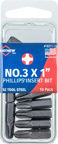 Vista 10 de Mayhew Tools 18747-5 Broca de inserción Phillips, n.º 0 x 1 pulgada, paquete de 5
