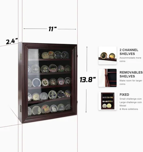 Vista 3 de ASmileIndeep Exhibición de monedas de desafío de 5 filas y estante para monedas de desafío de 4 filas