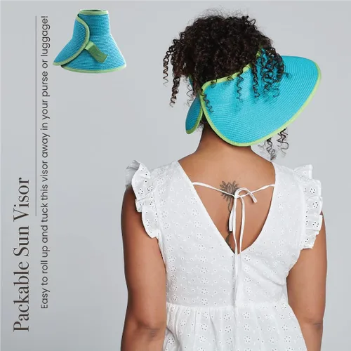 Vista 2 de San Diego Hat Co. Visera ultratrenzada para mujer con cinta y banda para el sudor Aqua Lime