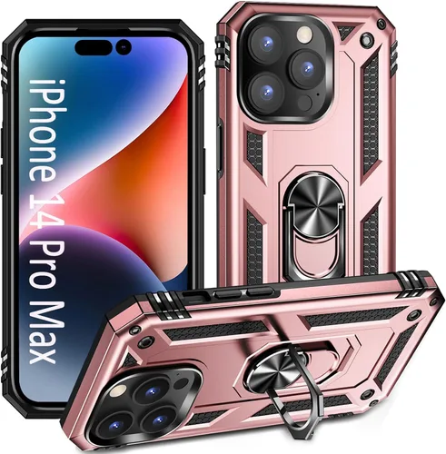 Vista 17 de ADDIT i Phone 14 Pro - Funda para iPhone 14 Pro, con anillo de soporte, soporte ajustable, grado militar, protección resistente, a prueba de golpes