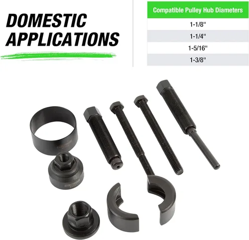 Vista 3 de OEMTOOLS Kit de extractor e instalador de polea de dirección asistida, remueve e instala poleas de bomba de dirección asistida en la mayoría