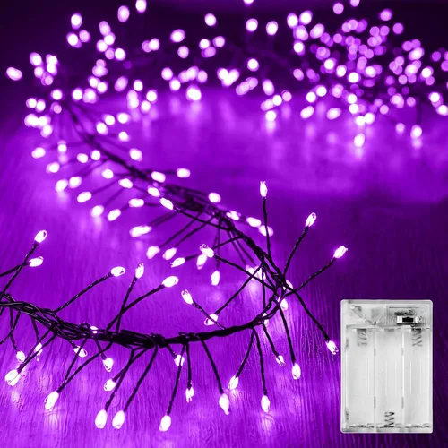 Vista 11 de Luces de Hadas a Batería, 10 Pies 120 LEDs Luces de Cadena Tipo Petardo Impermeables Cable Plateado Luces Estrelladas de Luciérnaga para Bricolaje