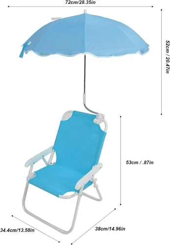 Vista 3 de Silla de playa baja con sombrilla, silla de camping plegable con toldo para niños y adultos, sillas de camping portátiles para niños, silla