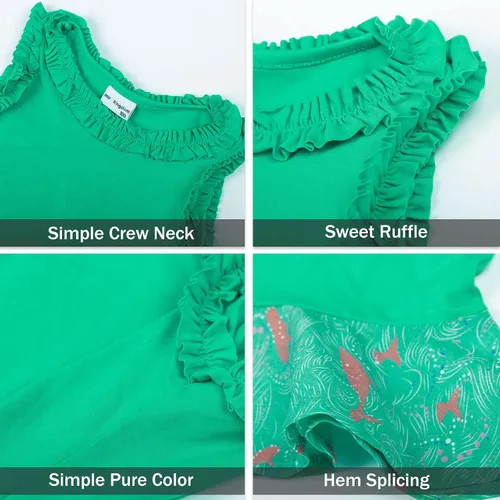 Vista 22 de LittleSpring Conjunto de verano para niñas con camiseta sin mangas y pantalones cortos florales