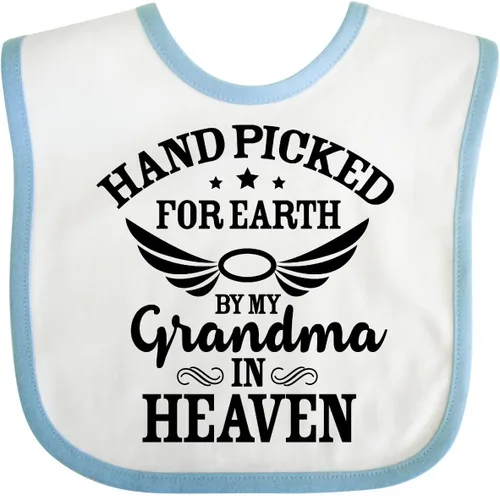 Vista 12 de inktastic Handpicked for Earth By My Grandma in Heaven Angel Wings Baby Bib