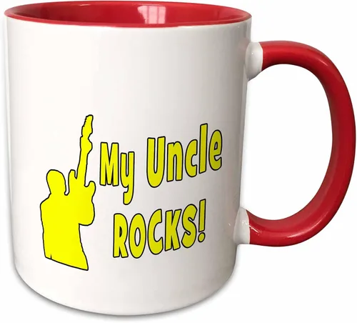 Vista 8 de 3dRose My Uncle Rocks - Taza de dos tonos con guitarra, color amarillo, 11 onzas, color negro
