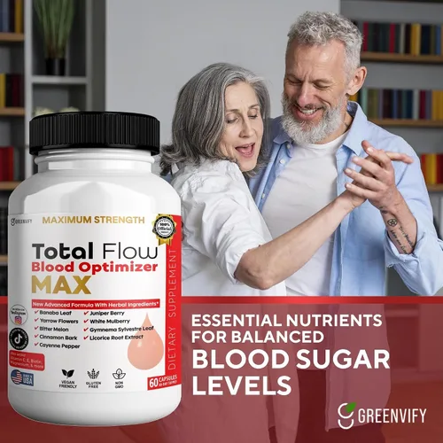 Vista 4 de Total Flow Blood Optimizer Max, 60 cápsulas vegetales, suplemento de apoyo de sangre con vitaminas y hierbas (1)
