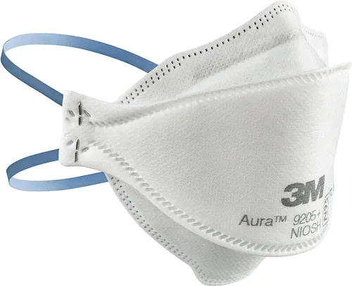 Vista 12 de 3M Aura Particulate Respirator 9205+ N95, Lightweight, 3 Panel Designed Helps Provide Comfortable and Convenient Respiratory Protection, 3-Pack