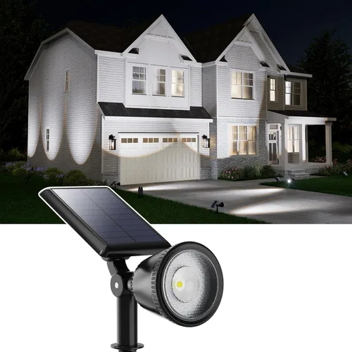 Vista 11 de Luces de punto alimentadas por energía solar al aire libre impermeables súper brillantes LED para árbol, bandera, césped, escultura, del atardecer