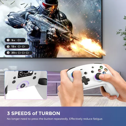 Vista 5 de Controlador de interruptor, controladores inalámbricos Pro para SwitchSwitch LiteSwitch OLED, ECHTPower Switch Remote Gamepad con Joystick