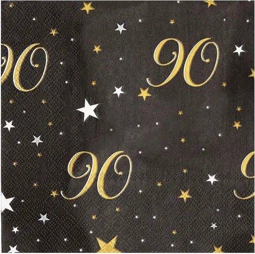 Vista 3 de Sparkle and Bash Servilletas de cumpleaños 90 – Servilletas absorbentes de 2 capas para fiesta de cumpleaños 90 – Elegantes productos de papel