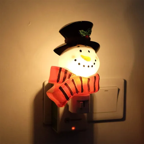Vista 4 de Luz nocturna de decoración navideña enchufable con interruptor de encendido/apagado manual, luz nocturna para niños, bombilla incandescente incluida