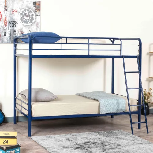 Vista 4 de Better Home Products Litera de metal individual sobre cama individual en azul