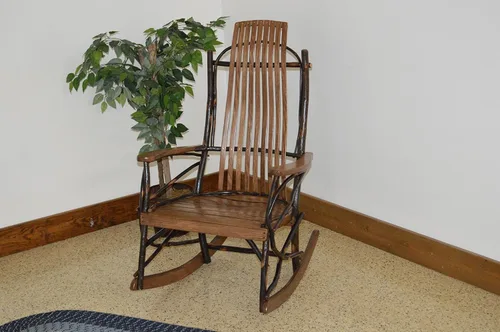Vista 3 de A & L Furniture Hickory - Silla mecedora de 9 latillas, acabado natural Natural Finish