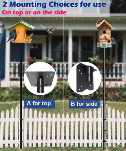 Vista 5 de Garbuildman Kit de Poste para Comedero de Pájaros de 105 Pulgadas, Juego de Poste Resistente para Casa de Pájaros para Valla de Terraza o Barandilla