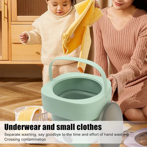 Vista 8 de Lavadora plegable portátil, capacidad de 6.5 litros, simula lavado a mano, ideal para prendas delicadas, calcetines y ropa interior, enchufe de EE.