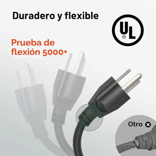 Vista 3 de Cable de extensión para exteriores impermeable de 50 pies, amarillo 12/3 SJTW resistente, cable de extensión flexible de 100% cobre de 3 clavijas