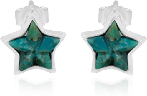 Vista 17 de Aretes de plata de ley 925 con piedras preciosas de amazonita con corte de estrella, regalo de piedra natal para ella