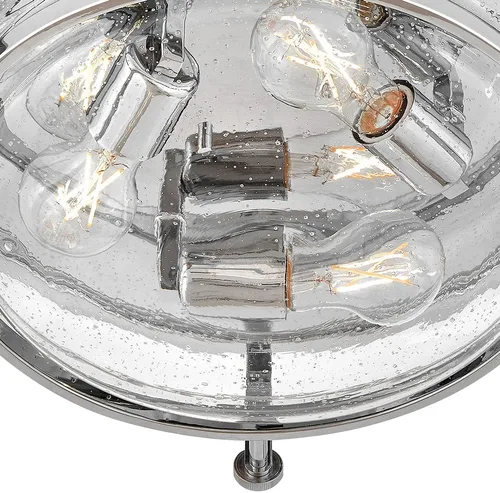 Vista 7 de Hinkley Harper 3640CM-CS - Lámpara de techo pequeña empotrada, diseño retro, anillo de metal prominente, pomos decorativos, cromo + vidrio semillero