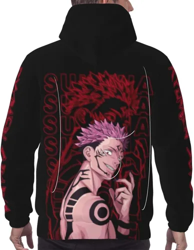 Vista 2 de vzzqd Sudadera con capucha unisex de anime 3D unisex con capucha y manga larga