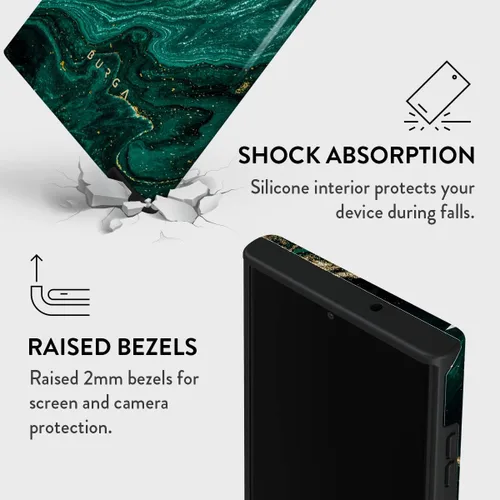 Vista 11 de BURGA Funda para teléfono compatible con Samsung Galaxy S23 Ultra, híbrida de 2 capas de carcasa rígida + funda protectora de silicona, color verde