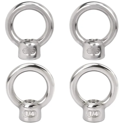 Vista 9 de PAGOW 2 piezas de acero inoxidable 316 tuerca de ojo de elevación, 1/4 "UNC de grado marino resistente, perno de ojo en forma de anillo de hardware