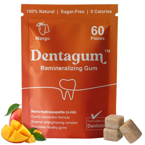 Vista 9 de Dentagum Goma de mascar remineralizante con nano-hidroxiapatita y xilitol - Goma de mascar de bayas sin azúcar para reparación de esmalte