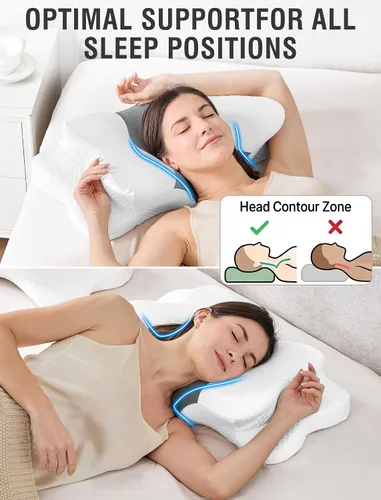 Vista 3 de DISSA Almohada cervical cervical para dormir de lado, almohada ergonómica de espuma viscoelástica con soporte ortopédico ajustable para el cuello