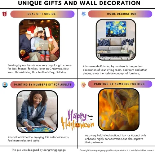 Vista 9 de SYSMYXGS Pintura por números para adultos principiantes kits de pintura acrílica con pinceles, pigmento, lienzo al óleo, manualidades