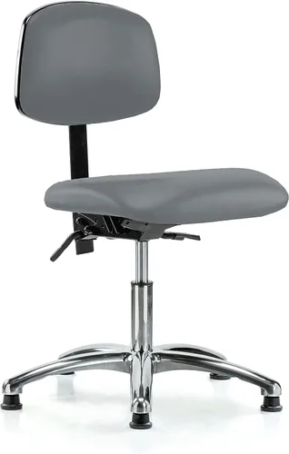 Vista 58 de Perch - Silla de laboratorio con ruedas cromadas con soporte de respaldo ajustable, altura del escritorio de 17 a 22 pulgadas, tela negra